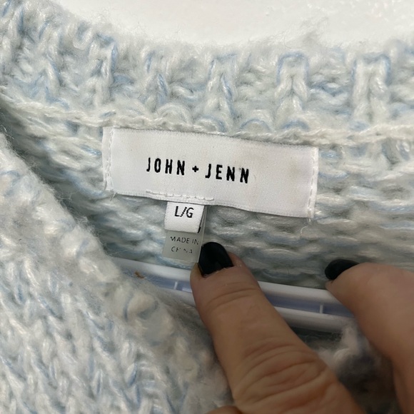 Large John+Jenn Knit Women's Sweater in 2 tone blue and white - Picture 3 of 3